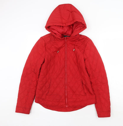 George Womens Red Quilted Jacket Size 10 Zip