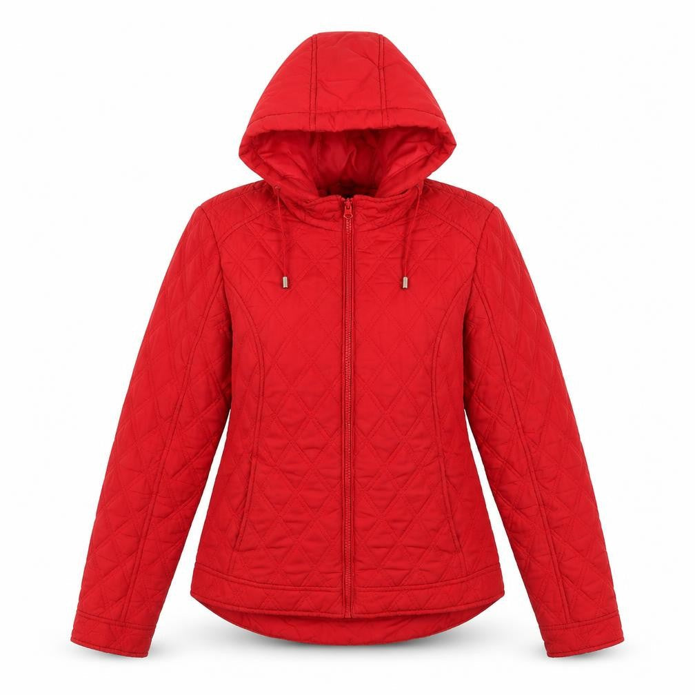 George Womens Red Quilted Jacket Size 10 Zip
