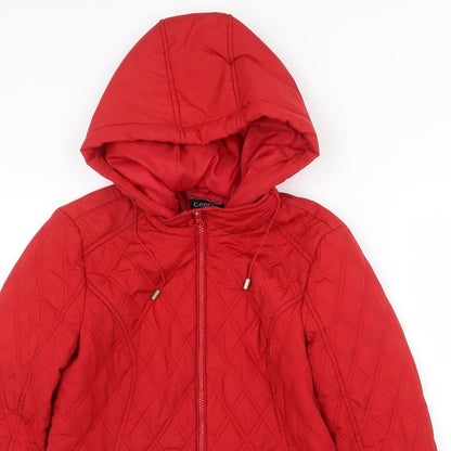 George Womens Red Quilted Jacket Size 10 Zip