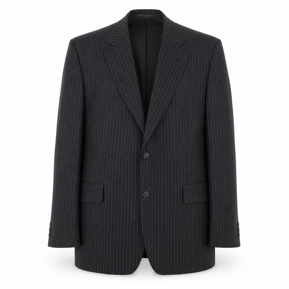 The Label Mens Grey Striped Wool Jacket Suit Jacket Size 46 Regular