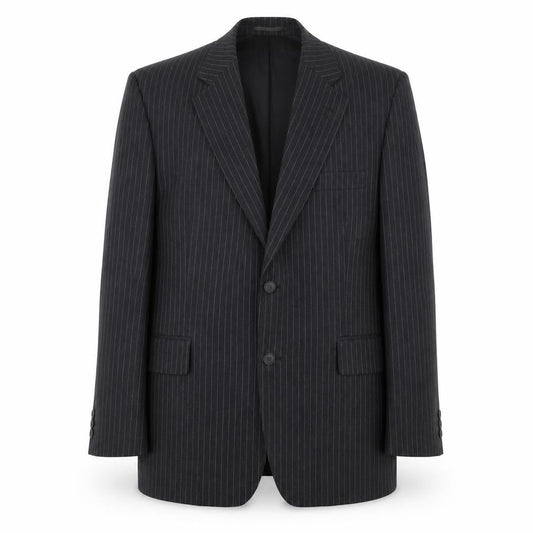 The Label Mens Grey Striped Wool Jacket Suit Jacket Size 46 Regular