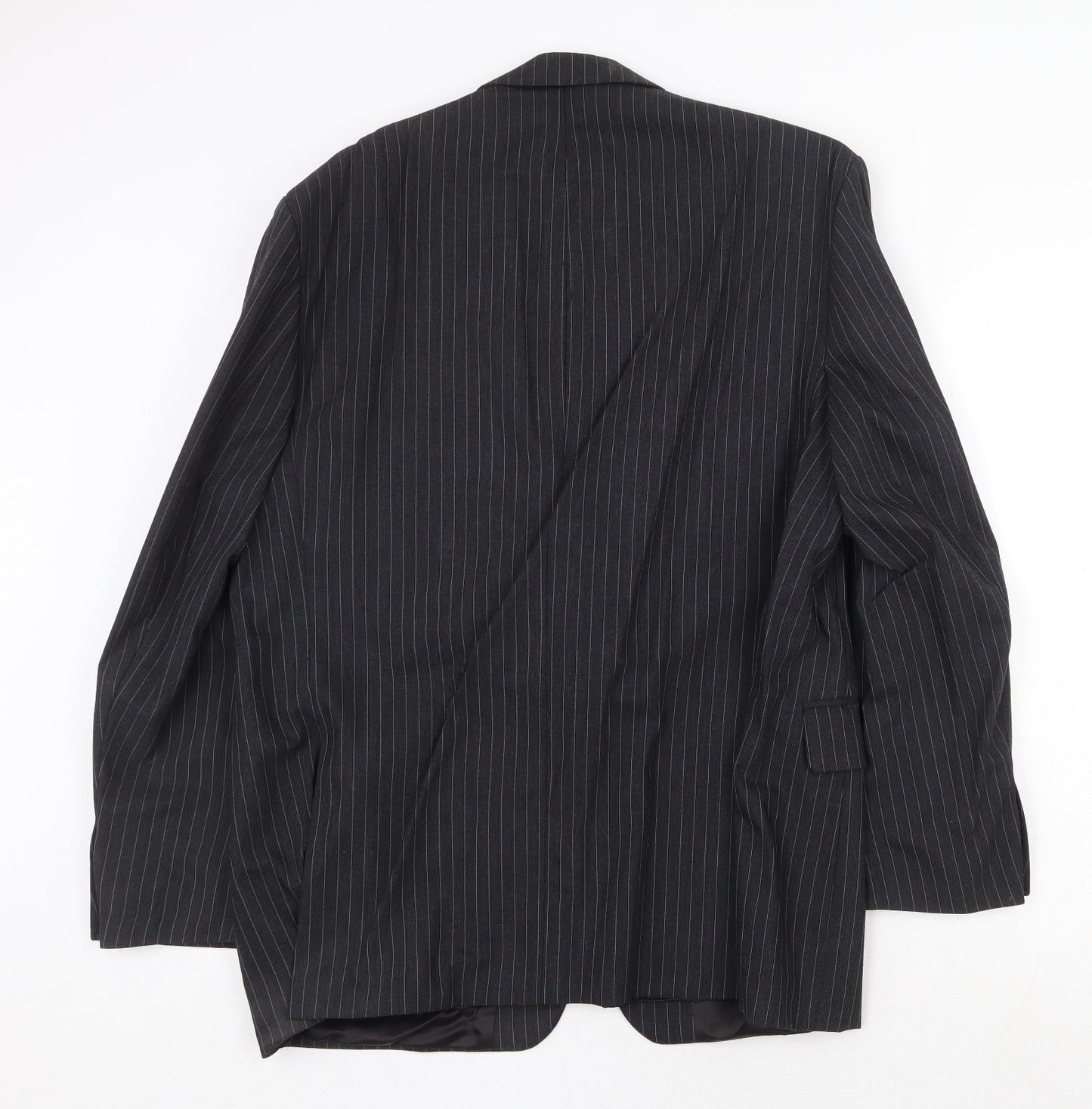 The Label Mens Grey Striped Wool Jacket Suit Jacket Size 46 Regular