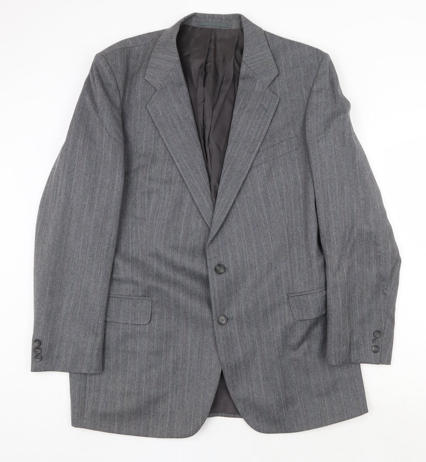 St Michael Mens Grey Striped Polyester Jacket Suit Jacket Size 44 Regular