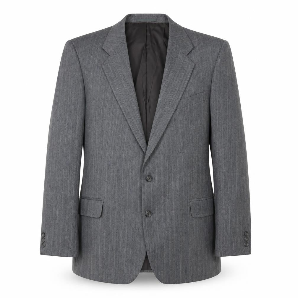 St Michael Mens Grey Striped Polyester Jacket Suit Jacket Size 44 Regular