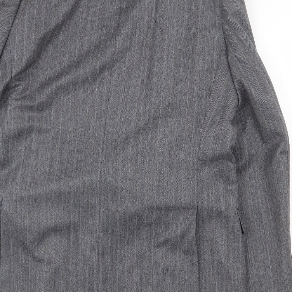 St Michael Mens Grey Striped Polyester Jacket Suit Jacket Size 44 Regular