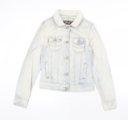 Denim & Co. Womens Blue Jacket Size 8 Button