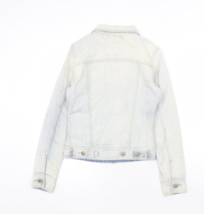 Denim & Co. Womens Blue Jacket Size 8 Button