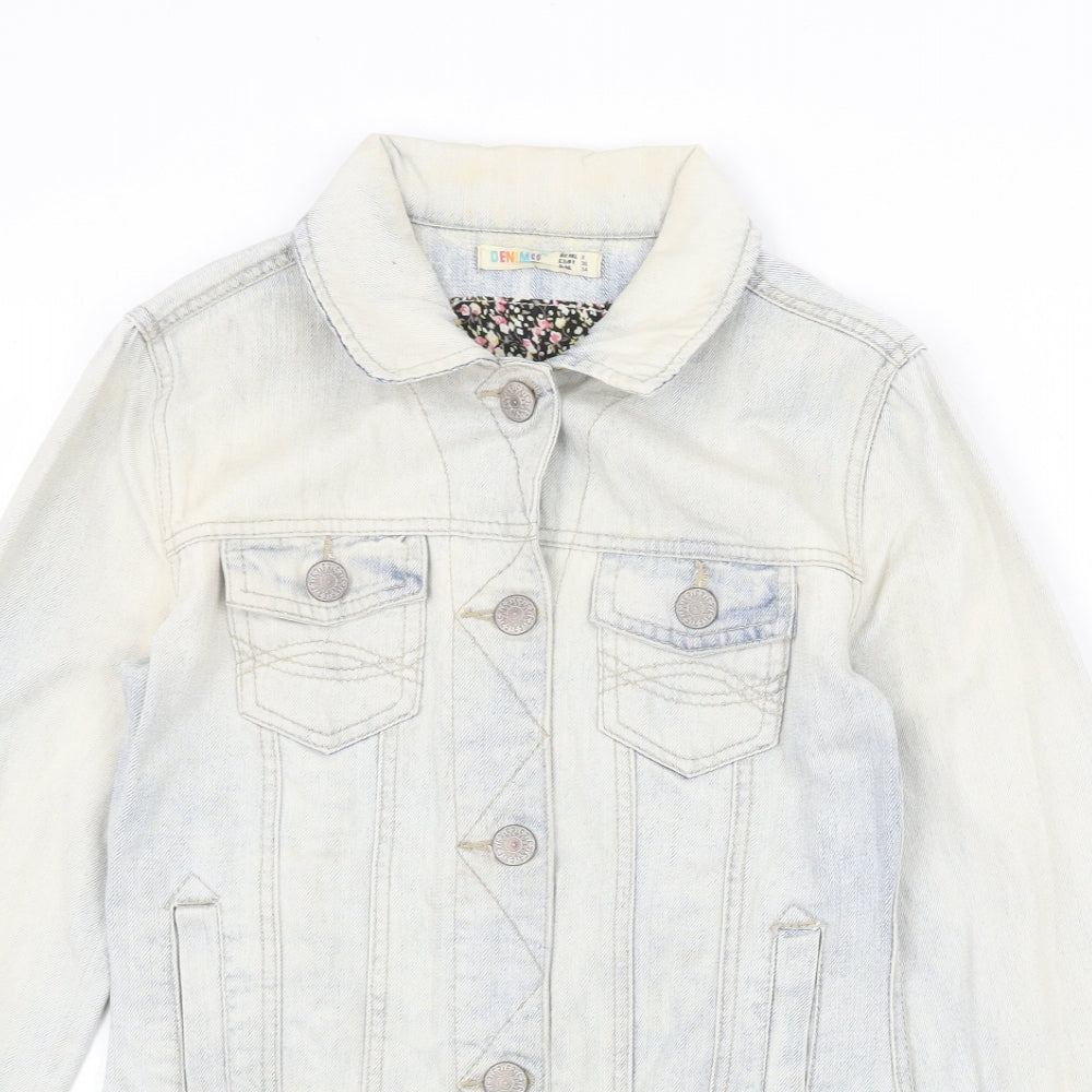 Denim & Co. Womens Blue Jacket Size 8 Button