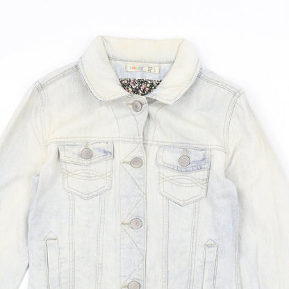 Denim & Co. Womens Blue Jacket Size 8 Button