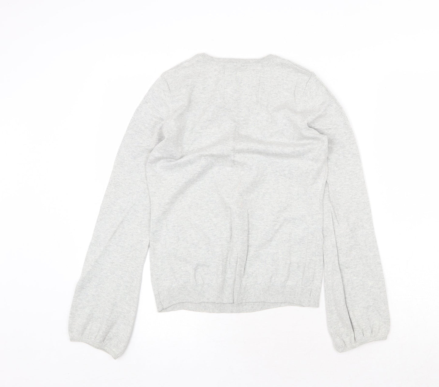 Espirit Womens Grey Scoop Neck Cotton Pullover Jumper Size XS
