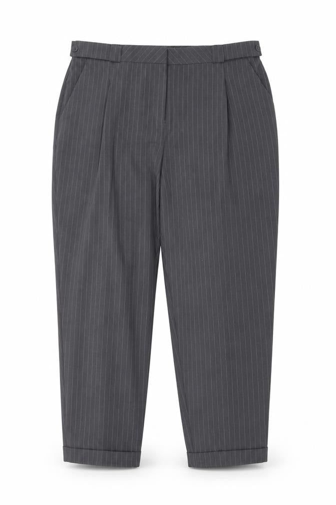 Very Womens Grey Striped Polyester Chino Trousers Size 14 Regular Zip