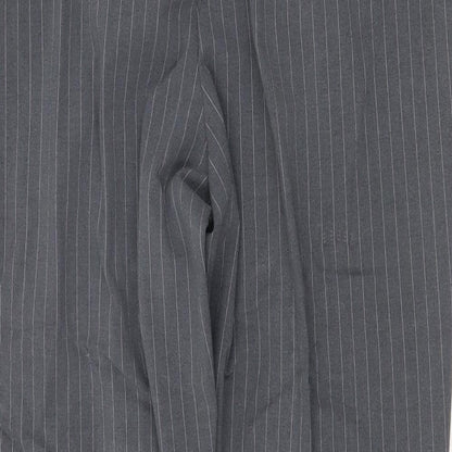 Very Womens Grey Striped Polyester Chino Trousers Size 14 Regular Zip