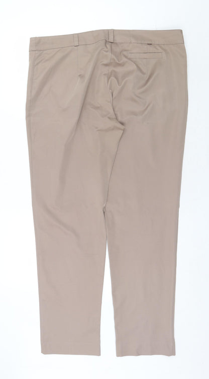 Preworn Womens Beige Viscose Chino Trousers Size 40 in Regular Zip