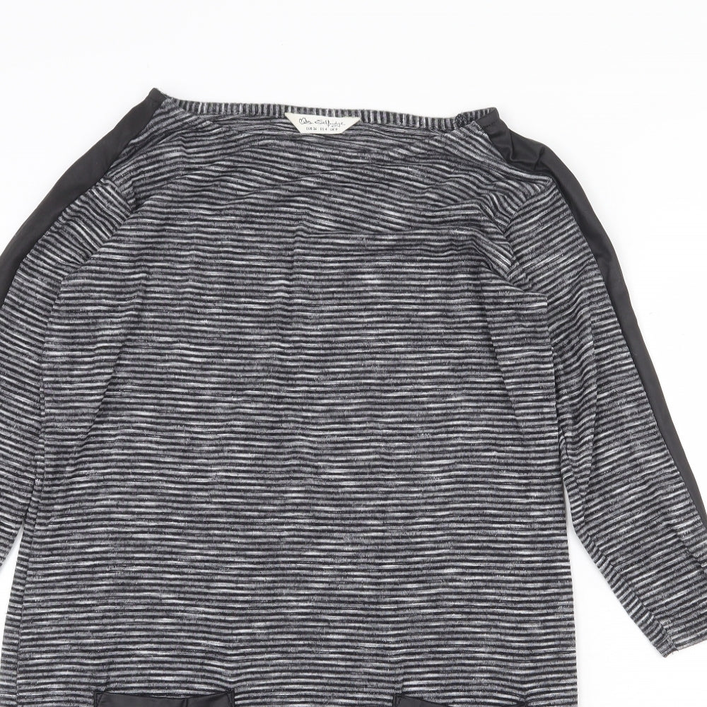 Miss Selfridge Womens Grey Viscose A-Line Size 8 Boat Neck Pullover