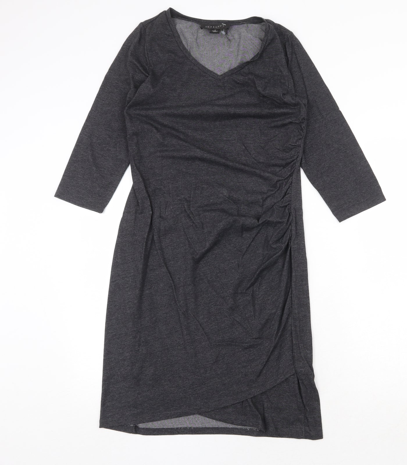 Scarlett Womens Grey Polyester A-Line Size M V-Neck Pullover