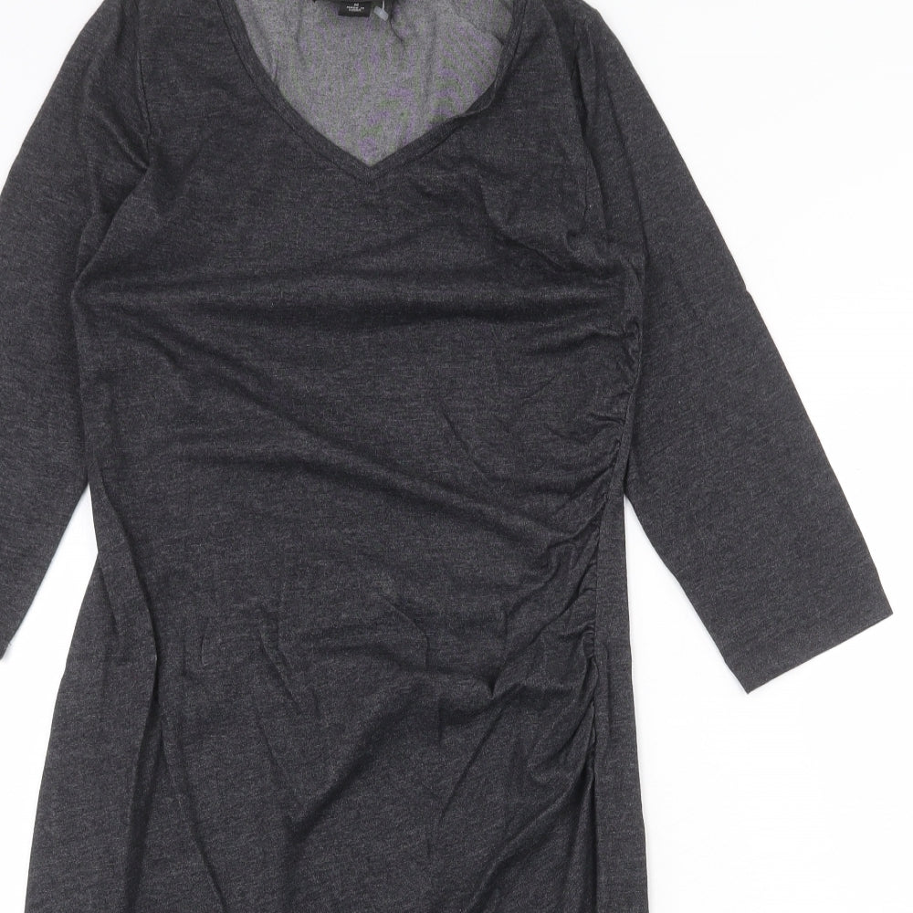 Scarlett Womens Grey Polyester A-Line Size M V-Neck Pullover