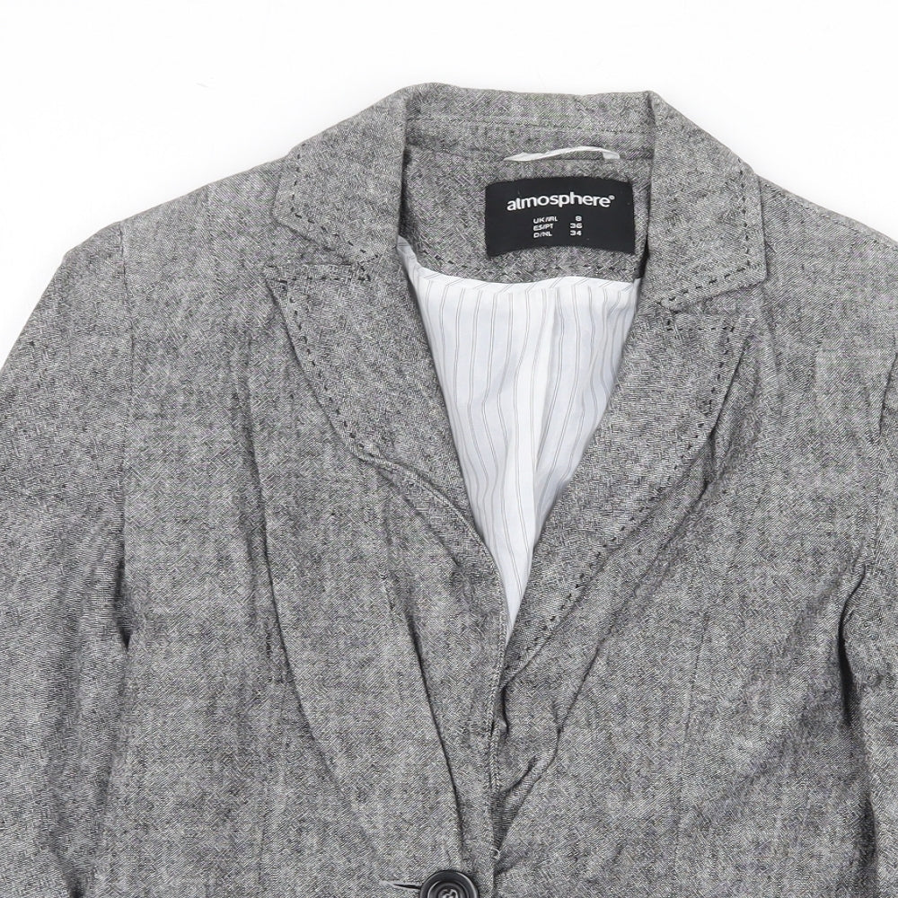 Atmosphere Womens Grey Jacket Blazer Size 8 Button