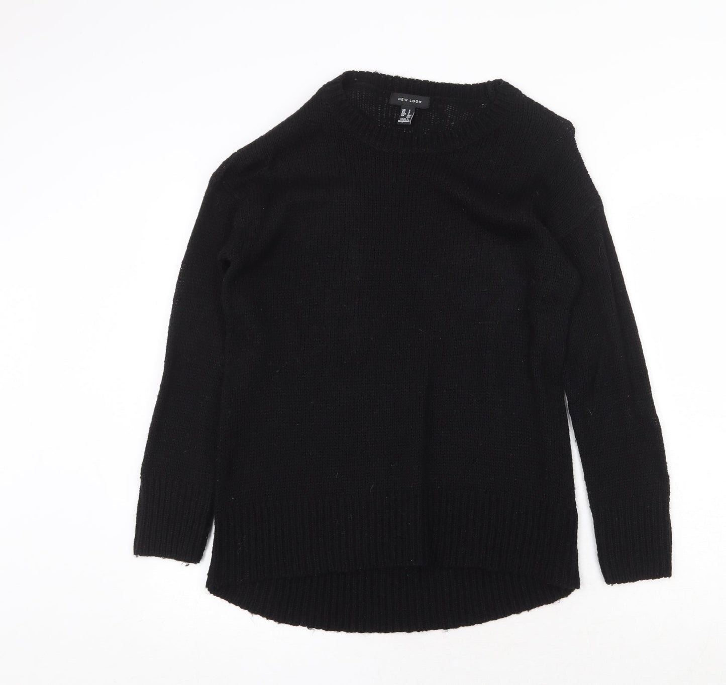 New Look Womens Black Round Neck Acrylic Pullover Jumper Size S