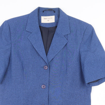 Bonmarché Womens Blue Polyester Jacket Blazer Size 14