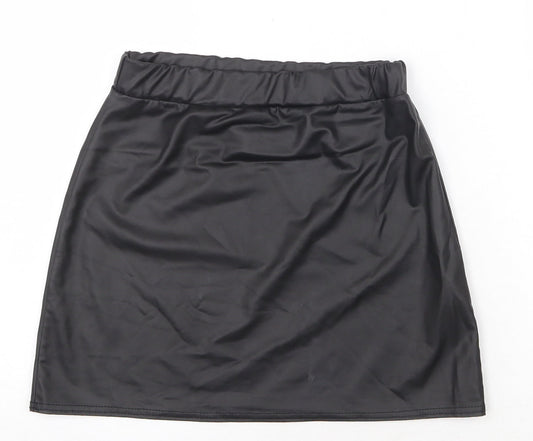 Boohoo Womens Black Polyester A-Line Skirt Size 6