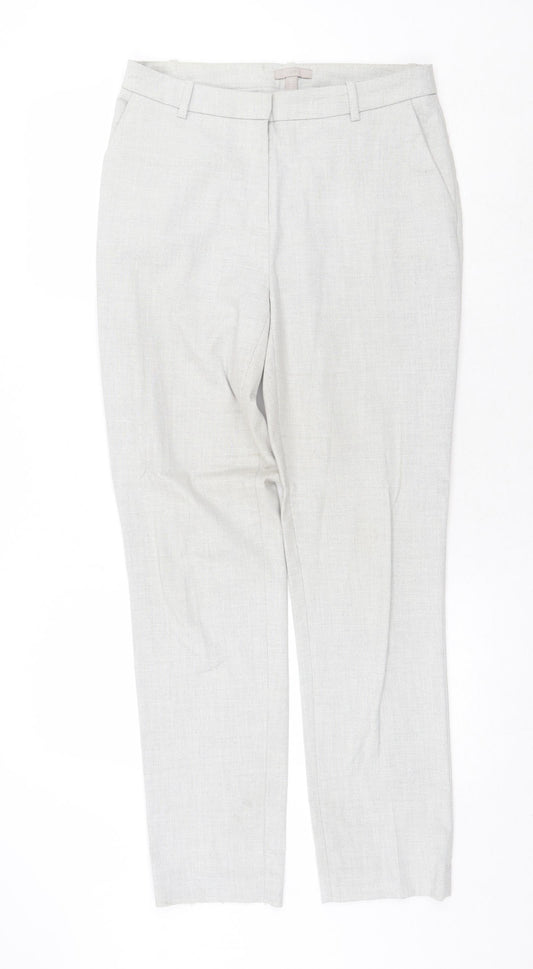 H&M Womens Grey Polyester Chino Trousers Size 10 Regular Zip