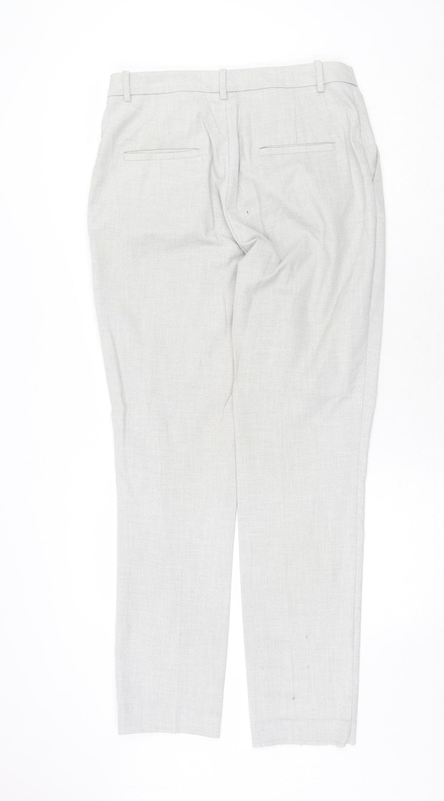 H&M Womens Grey Polyester Chino Trousers Size 10 Regular Zip