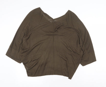 Next Womens Green Viscose Basic Blouse Size M V-Neck