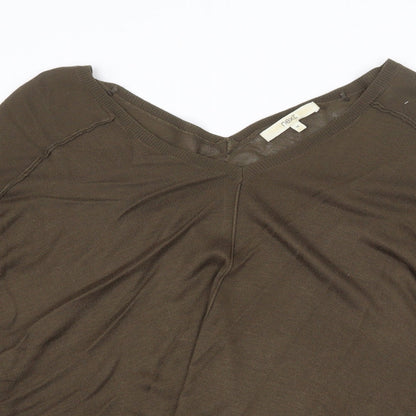 Next Womens Green Viscose Basic Blouse Size M V-Neck