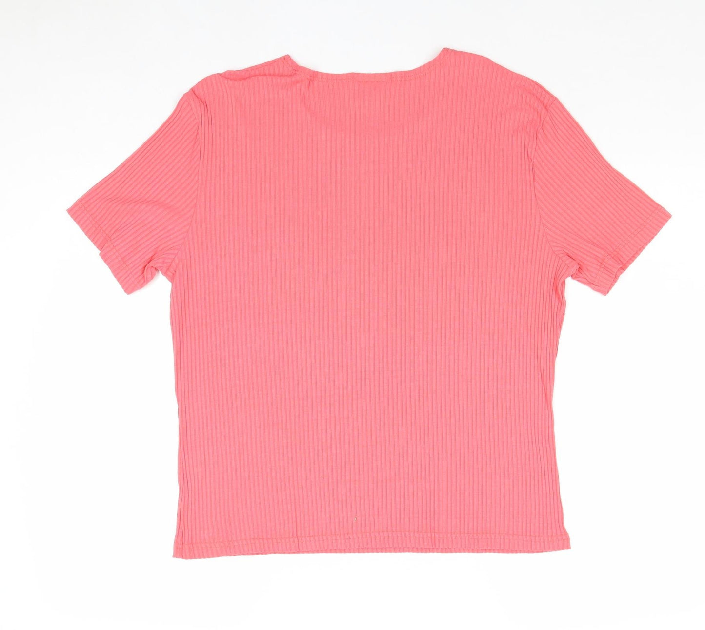 MACKAYS Womens Pink Viscose Basic T-Shirt Size XL Round Neck - Ribbed