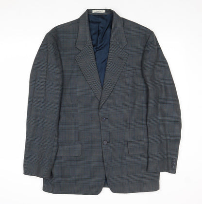 Berkertex Mens Blue Geometric Polyester Jacket Suit Jacket Size 40 Regular