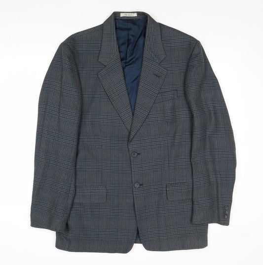Berkertex Mens Blue Geometric Polyester Jacket Suit Jacket Size 40 Regular