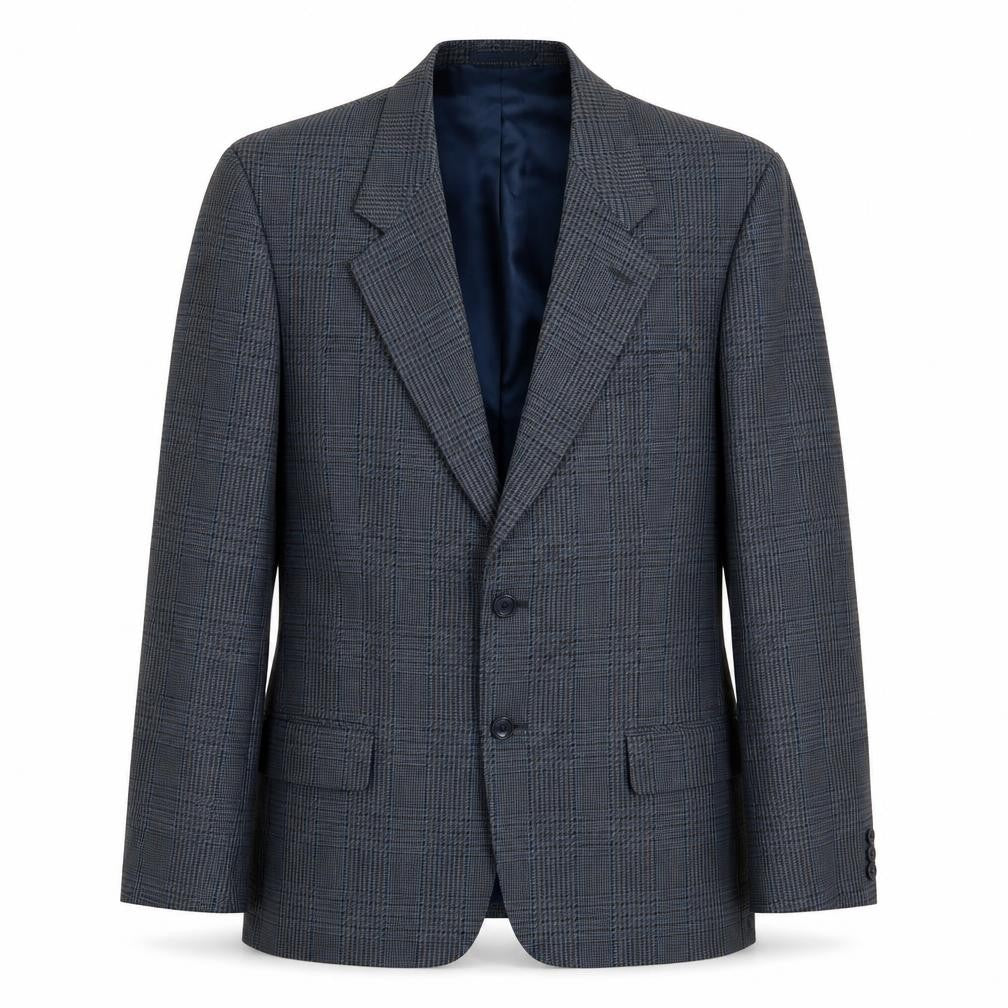 Berkertex Mens Blue Geometric Polyester Jacket Suit Jacket Size 40 Regular