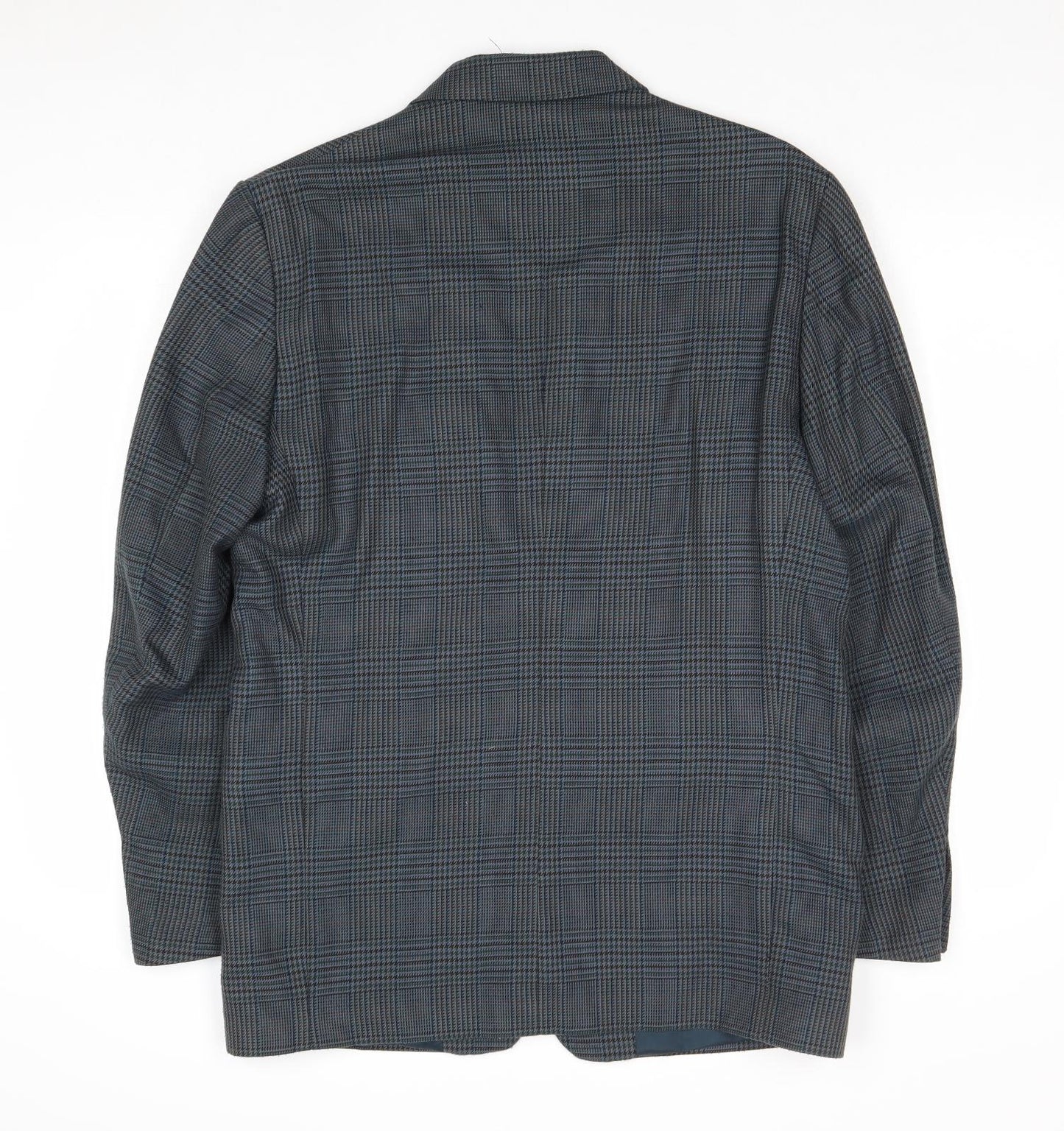 Berkertex Mens Blue Geometric Polyester Jacket Suit Jacket Size 40 Regular