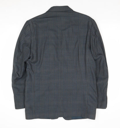 Berkertex Mens Blue Geometric Polyester Jacket Suit Jacket Size 40 Regular