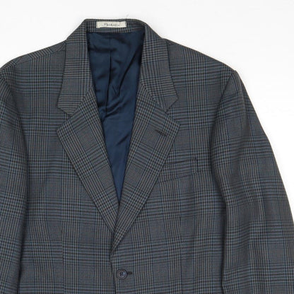 Berkertex Mens Blue Geometric Polyester Jacket Suit Jacket Size 40 Regular