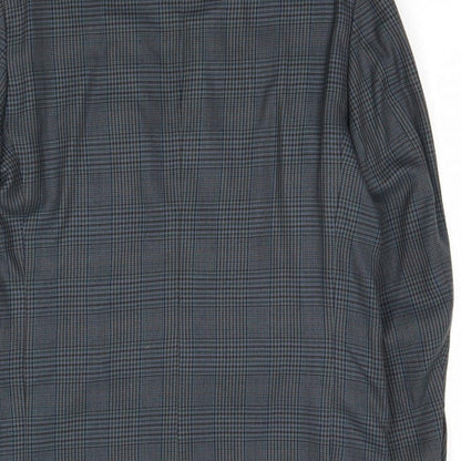 Berkertex Mens Blue Geometric Polyester Jacket Suit Jacket Size 40 Regular