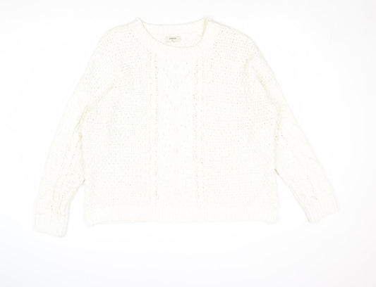 Papaya Womens White Round Neck Polyester Pullover Jumper Size XL