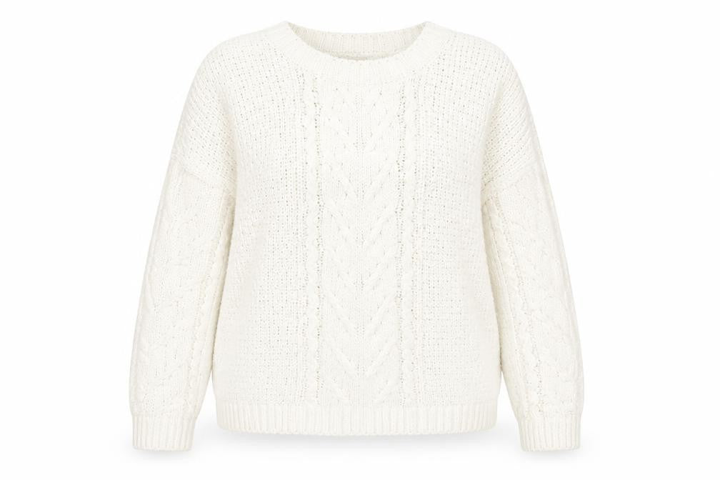 Papaya Womens White Round Neck Polyester Pullover Jumper Size XL