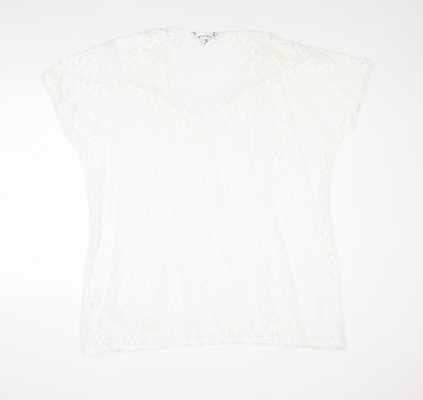 Swimwear Womens White Cotton Top Size L - Lace