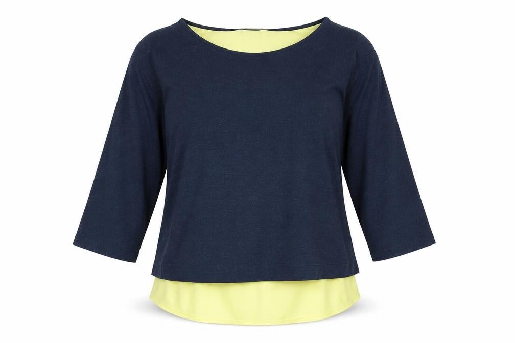 Marks & Spencer Womens Blue Viscose Basic Blouse Size 8 Boat Neck - Layered