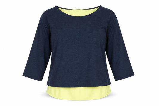 Marks and Spencer Womens Blue Viscose Basic Blouse Size 8 Boat Neck - Layered