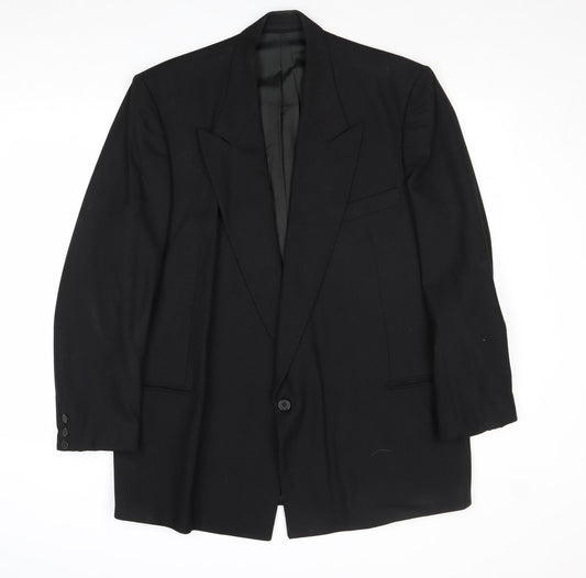 BHS Mens Black Polyester Jacket Blazer Size 42 Regular