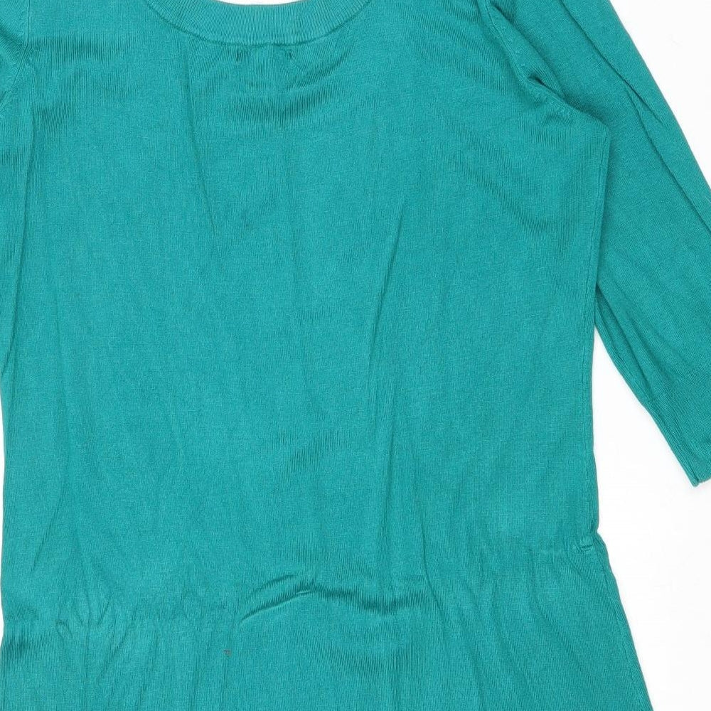 H&M Womens Green Round Neck Viscose Tunic Jumper Size M