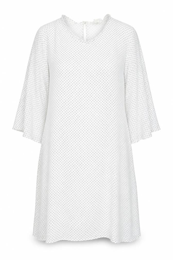 H&M Womens White Geometric Viscose A-Line Size 8 Round Neck Button
