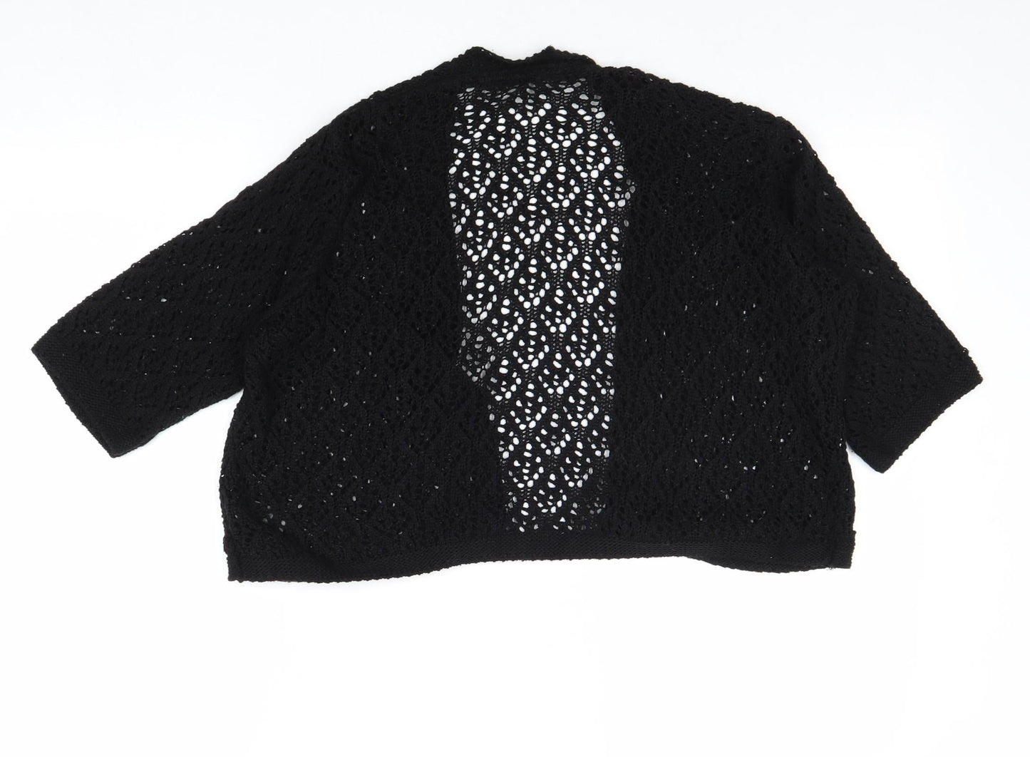 M&Co Womens Black V-Neck Acrylic Cardigan Jumper Size M