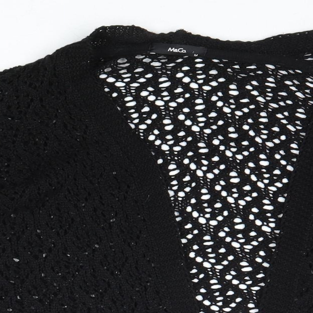M&Co Womens Black V-Neck Acrylic Cardigan Jumper Size M