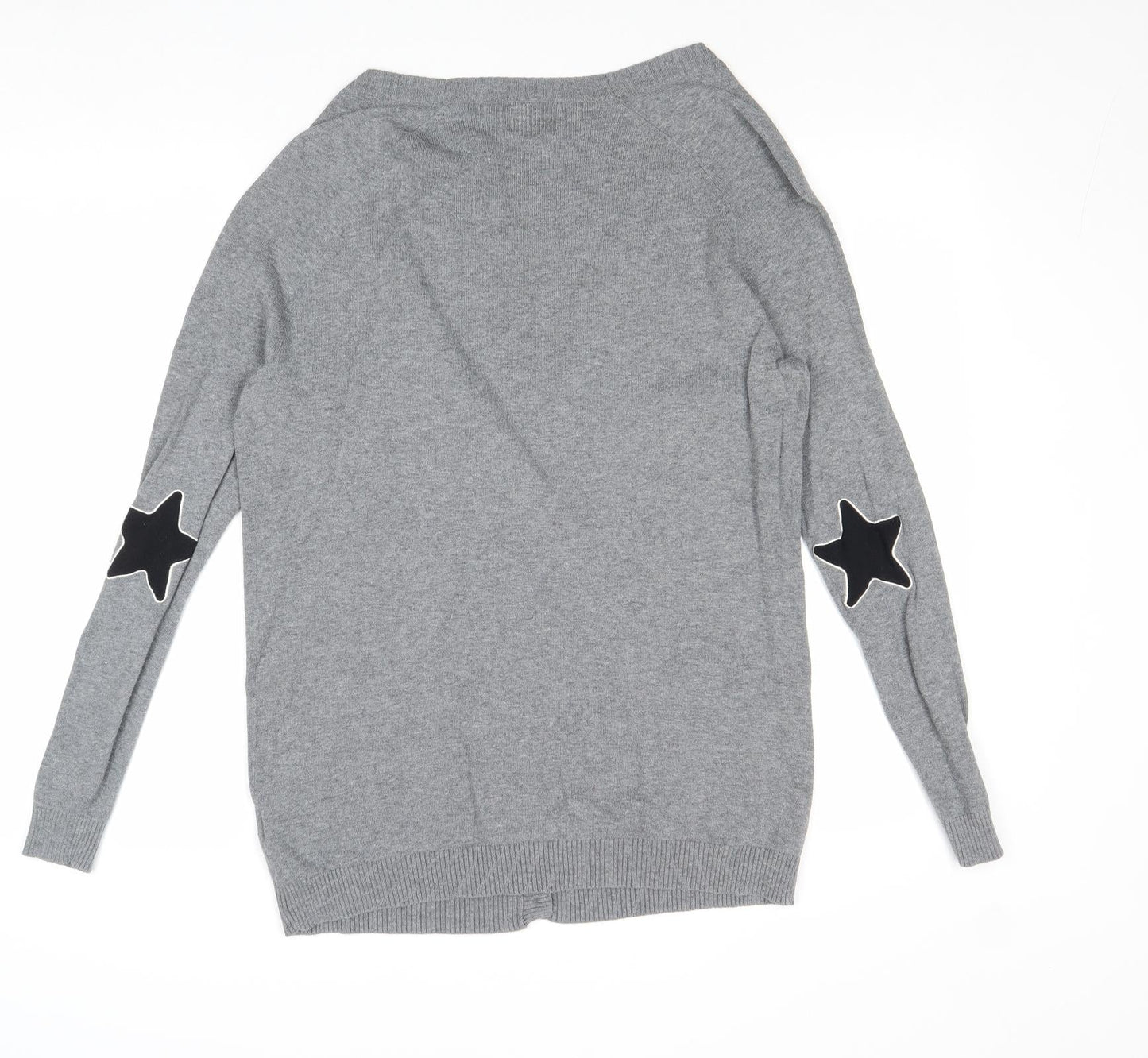 ASOS Womens Grey V-Neck Cotton Cardigan Jumper Size 10