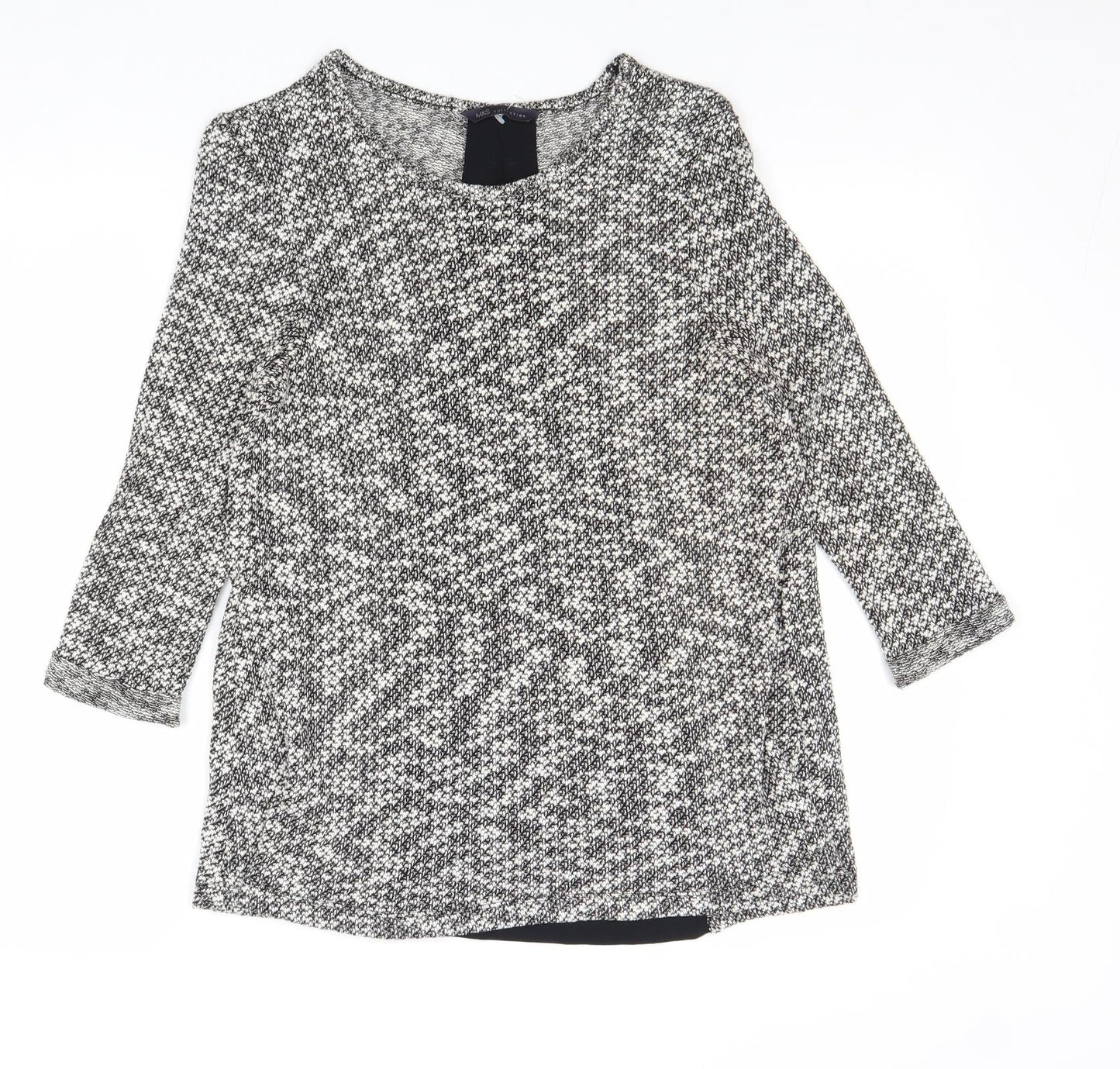 Marks and Spencer Womens Grey Round Neck Cotton Pullover Jumper Size 8