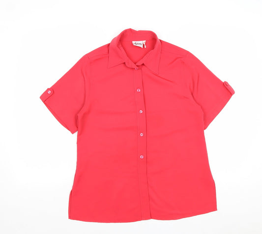 Silken Ladder Womens Pink Polyester Basic Button-Up Size 10 Collared