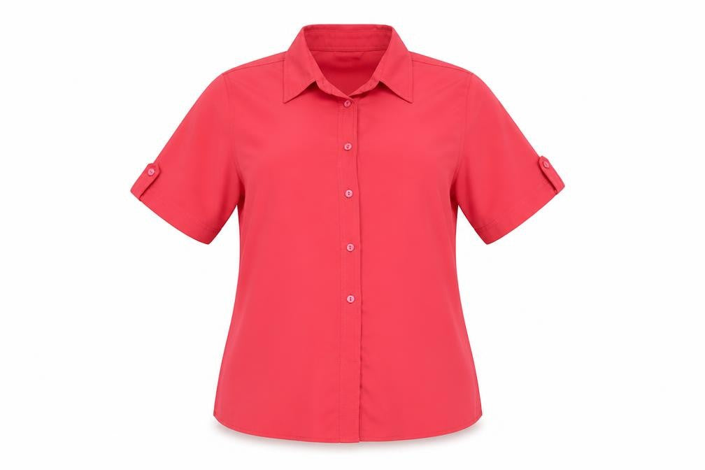 Silken Ladder Womens Pink Polyester Basic Button-Up Size 10 Collared
